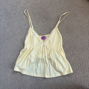 Edikted Yellow Lace Trim Tank Top